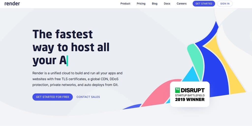 Screenshot of Render landing page