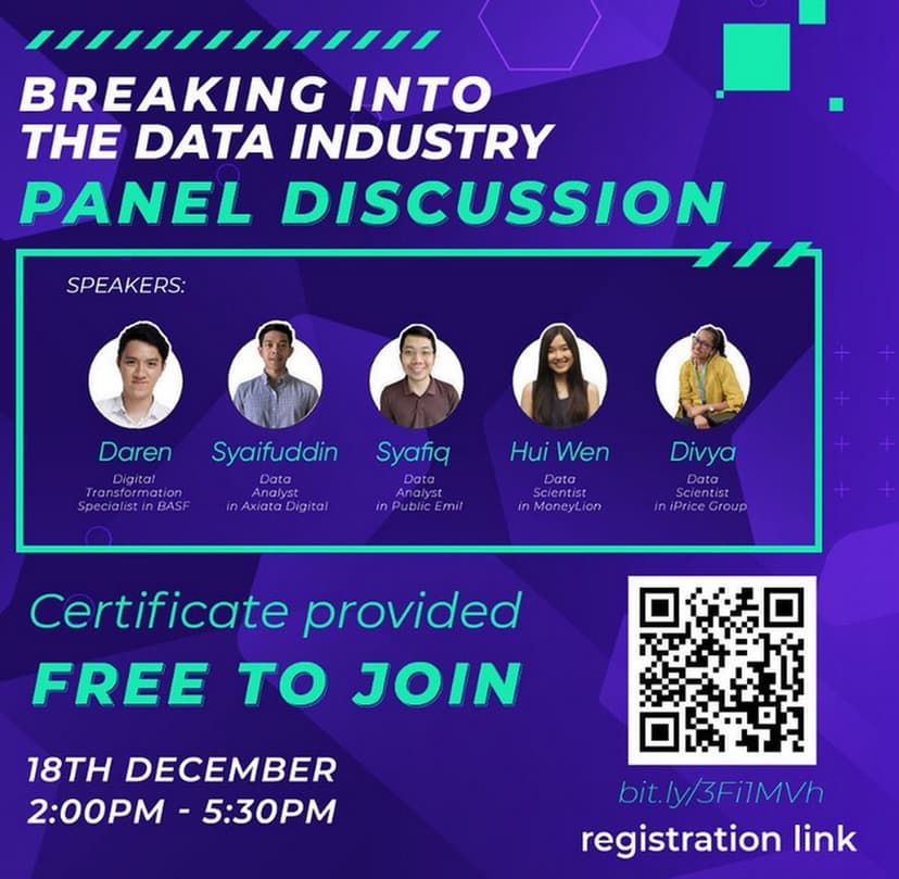 An event poster for Breaking into the Data Industry