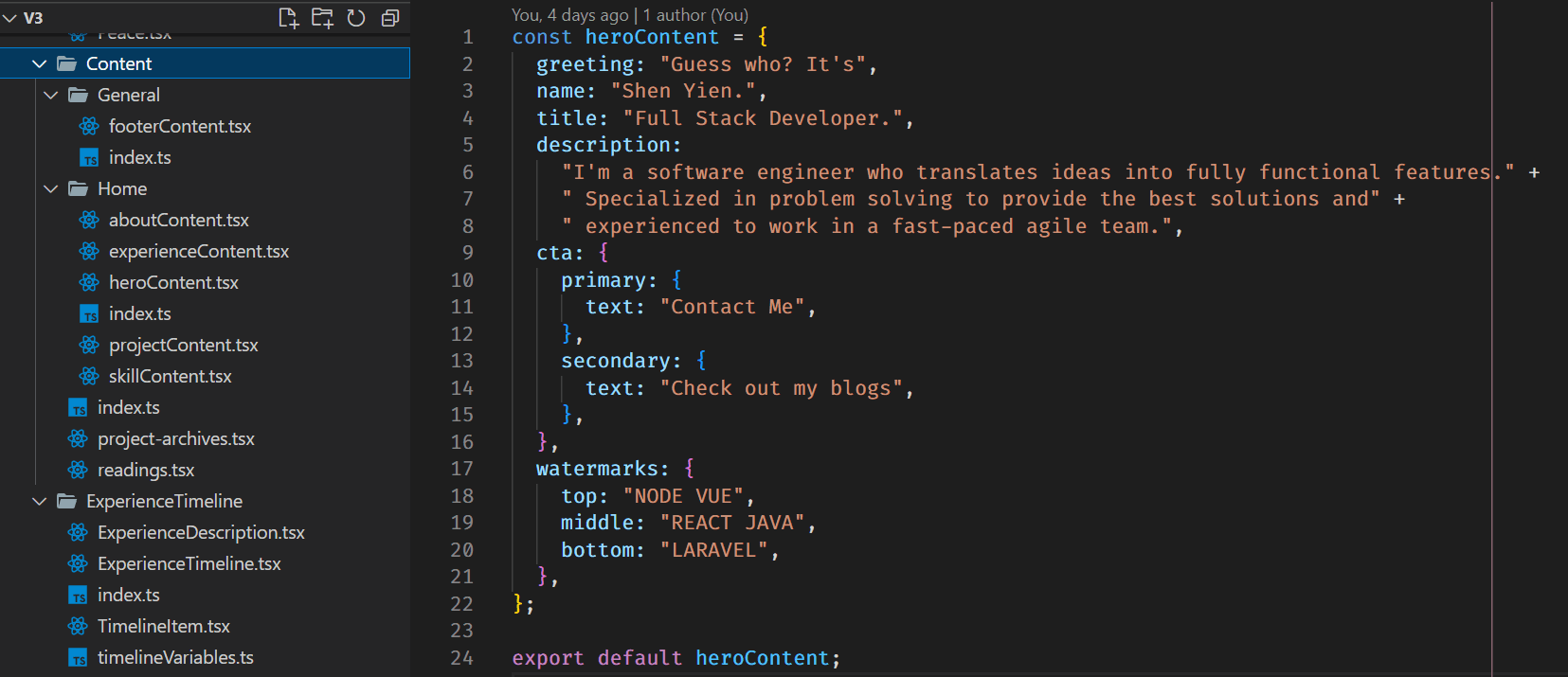 File structure of the contents
