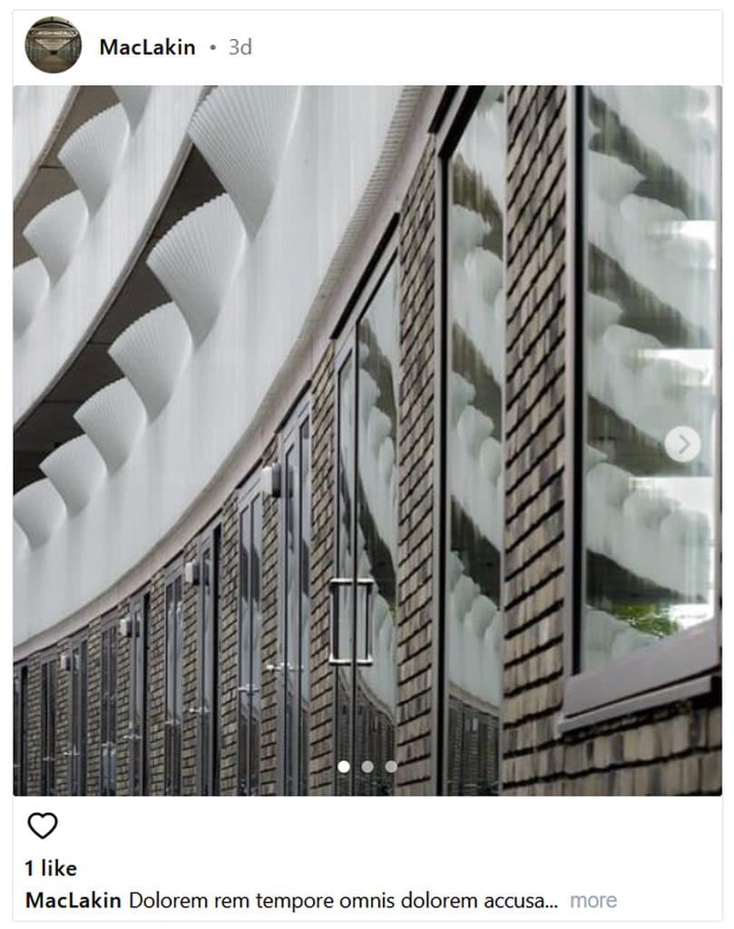 Posts with collapsible caption and author