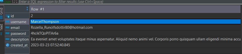 Screenshot of one row of the post