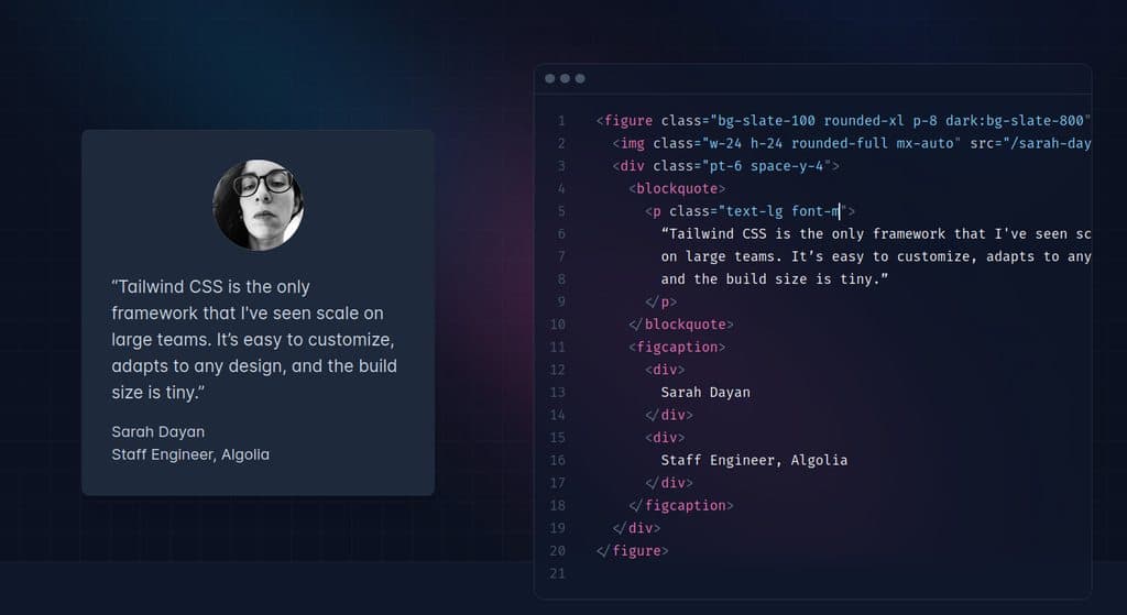 Screenshot of Tailwind website