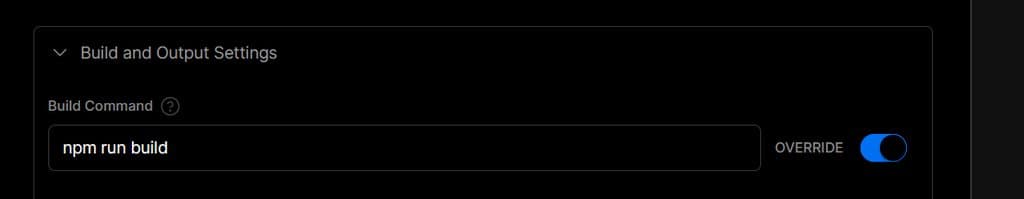 Build command settings